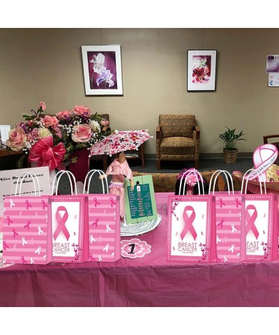 16Pcs Breast Cancer Awareness Pink Ribbon Party Bags Goodie Bags Breast Cancer Faith Love Hope Party Favor Bags Party Decorat...