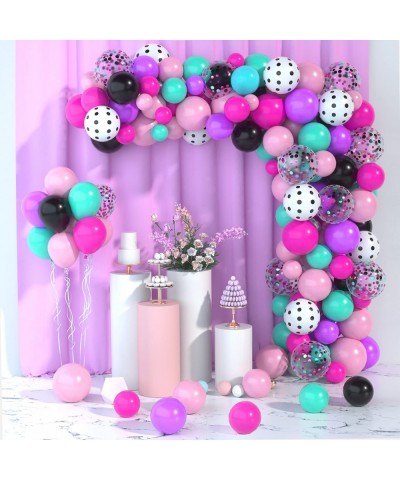 Surprise Party Balloons Garland Kit- 108Pack 12/10/5 inches Rose Red Pink Teal Blue Black Purple White Polka Dots Latex Ballo...