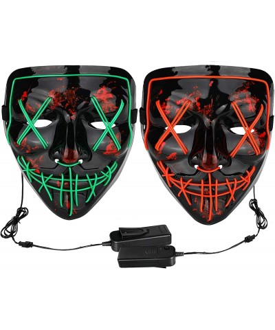 Halloween Mask LED Light up Mask Red Bundle with Green for Festival Cosplay Halloween Costume Masquerade Parties $44.74 Kids'...