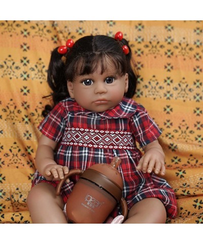 Lifelike Reborn Baby Dolls - 20 Inch Realistic-Newborn Reborn Doll Girl Black Soft Body Real Life Baby Dolls with Feeding Kit...