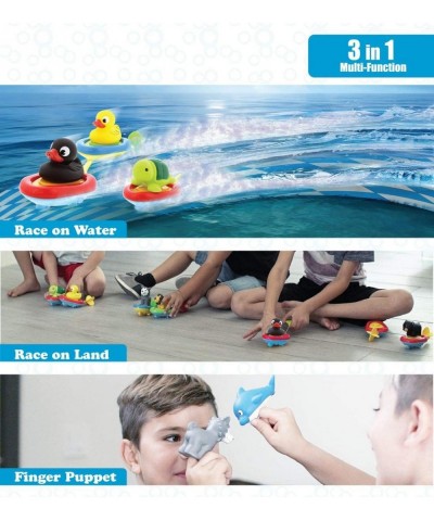 Boat Racer Buddy Fun Educational Bath Toy Finger Puppet Pull and Go Water Racing Lake Pal for Shower Pool Bathtub Swim Hard S...