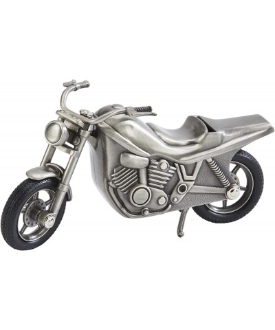 Pewter Motorcycle Bank for Kids Newborn Gift Silver 4” x 6.75" Brushed Non-Tarnish Nickel Plated Finish Matte Finish Gift Box...