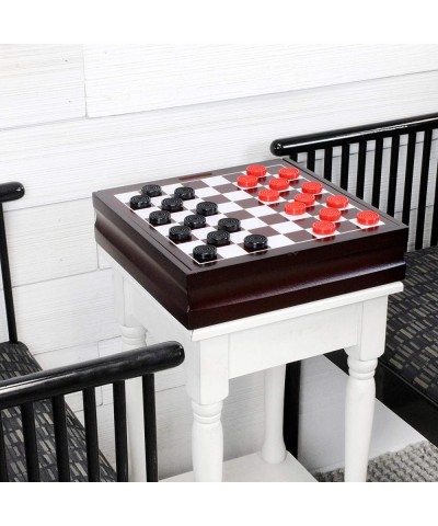 Black & Red Carved Stackable Wooden Checkers (24 Pieces) with Drawstring Cloth Storage Bag $17.43 Board Games