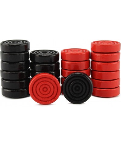 Black & Red Carved Stackable Wooden Checkers (24 Pieces) with Drawstring Cloth Storage Bag $17.43 Board Games