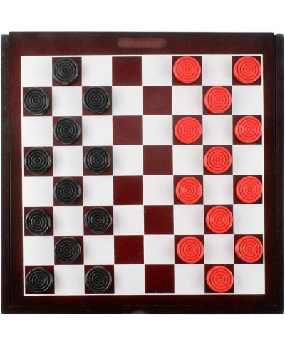 Black & Red Carved Stackable Wooden Checkers (24 Pieces) with Drawstring Cloth Storage Bag $17.43 Board Games