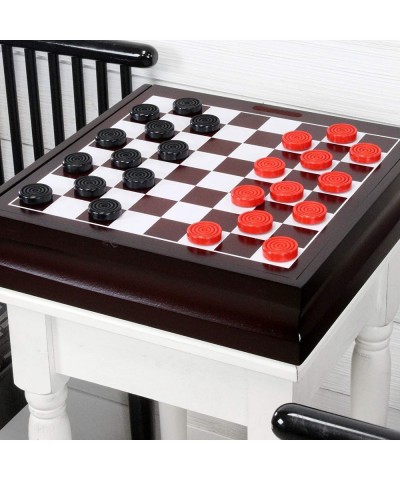 Black & Red Carved Stackable Wooden Checkers (24 Pieces) with Drawstring Cloth Storage Bag $17.43 Board Games