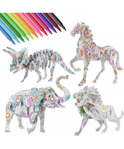 3D Coloring Puzzle Set 4 Animals Painting Puzzles with 12 Pen Markers Creativity DIY Gift for Boys Girls Age 6 Months+ $33.60...